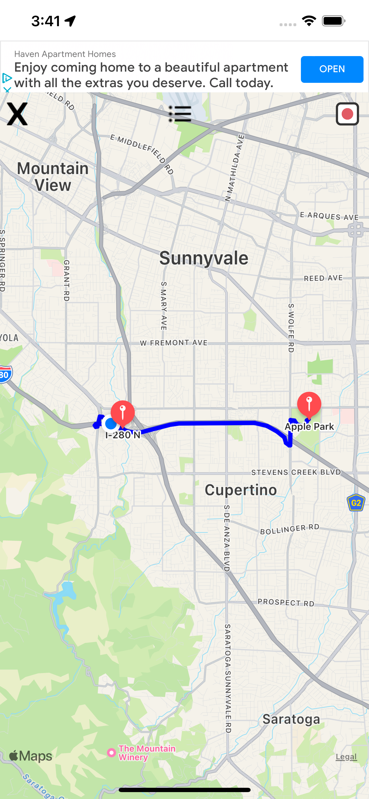 Screenshot - Route Map